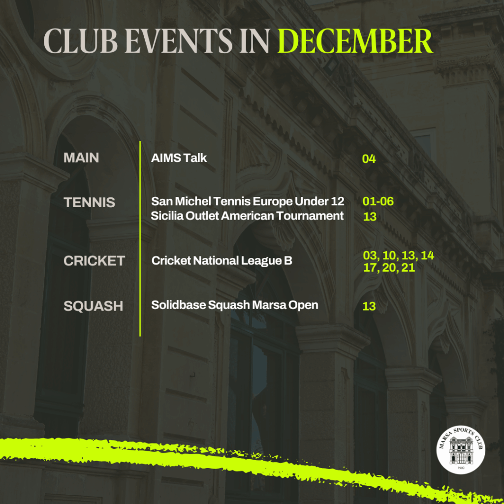 December 2025 Club events Marsa Sports Club