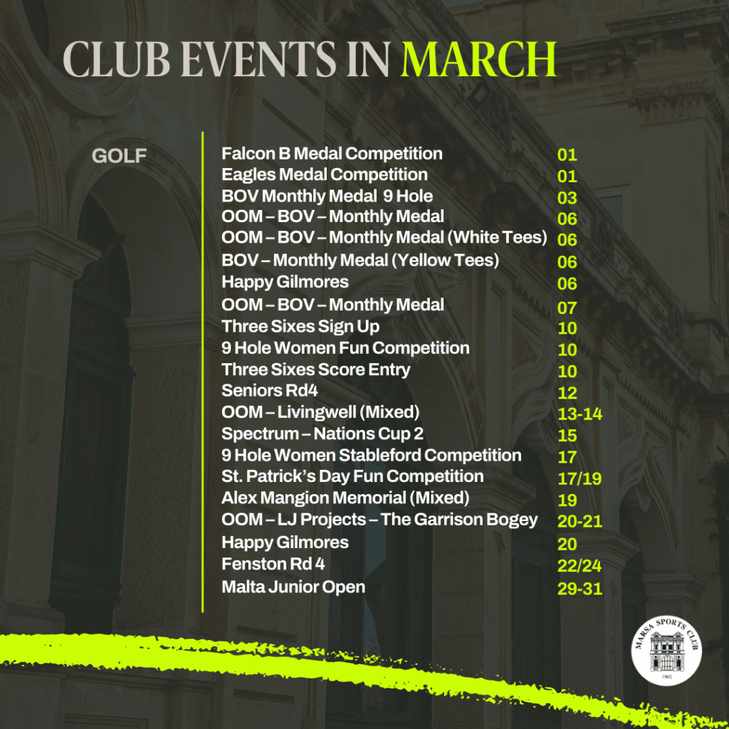 March 2026 Events Marsa Sports Club