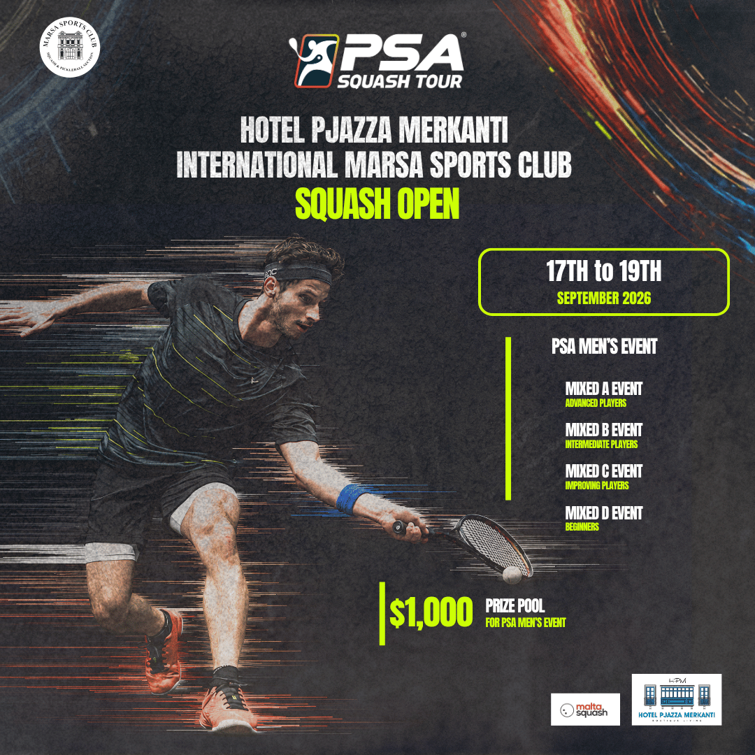 PSA Squash Takes Centre Stage at Marsa Sports Club This September