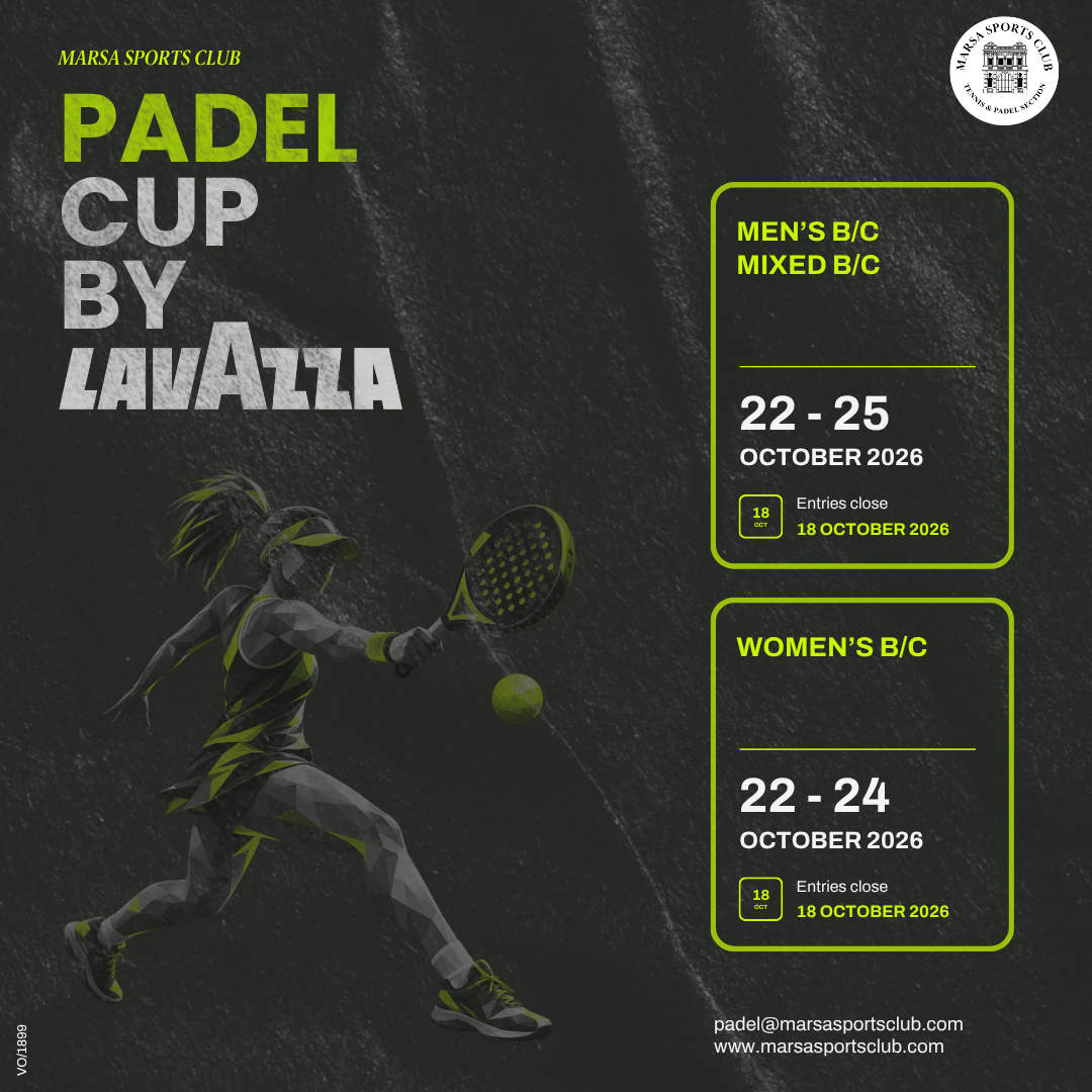 PADEL CUP BY LAVAZZA 2026: FOUR DAYS OF PADEL AT MARSA SPORTS CLUB